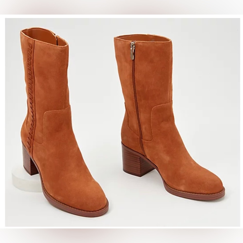 Vince Camuto Water-Repellent Mid-Shaft Suede Boots -Zelcinna sz 9